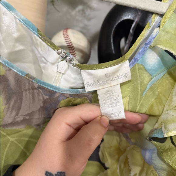 Soft Surroundings Multicolored Sleeveless Ruffled Blouse size large - Picture 6 of 8